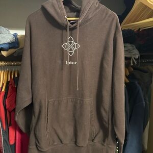 Vintage MV Sport Pro-WeaveLotus Embroidered BrownHoodie XL
